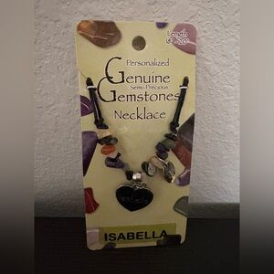 Swibco personalized genuine semi precious gemstones necklace hear “Isabella” New